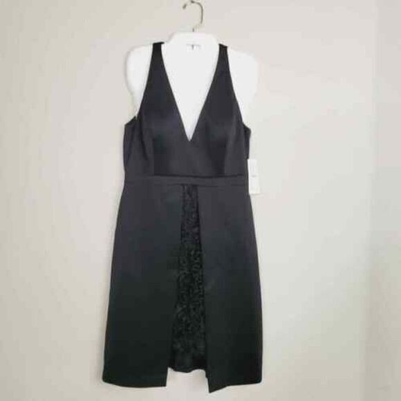 NWT Aidan Mattox Black Scuba and Lace Cocktail Dress size 0 - Picture 1 of 16